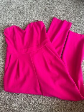 Strapless Hot Pink Jumpsuit